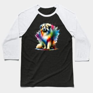 Pyrenean Shepherd in Vibrant Artistic Color Splashes Baseball T-Shirt